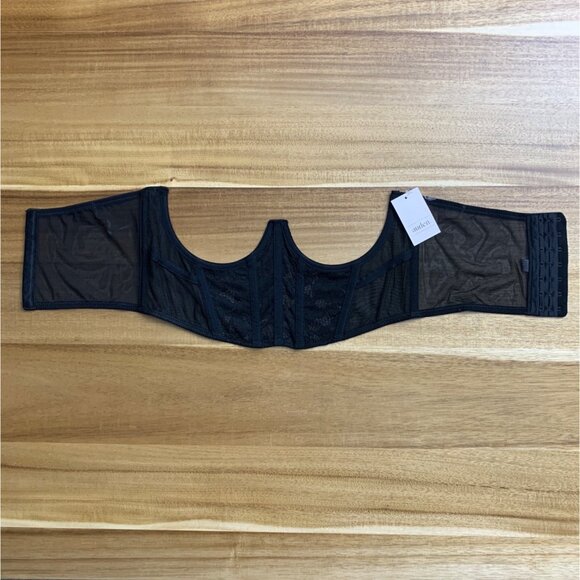 Auden Womens Black Lace Underbust Corset Top With Boning & Mesh Panels Medium - Picture 6 of 9